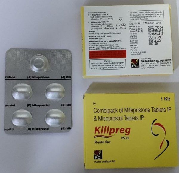 KillPreg Kit: Mifepristone 200mg+Misoprostol 800mcg for Medical abortion